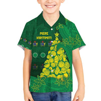 Cook Islands Christmas Family Matching Puletasi and Hawaiian Shirt Seashell Xmas Tree Tribal Waves - Polynesian Pride