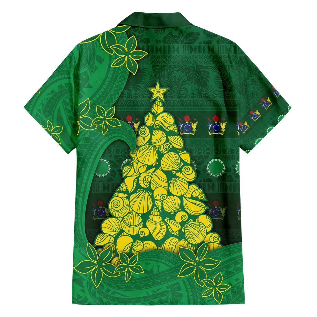 Cook Islands Christmas Family Matching Tank Maxi Dress and Hawaiian Shirt Seashell Xmas Tree Tribal Waves - Polynesian Pride