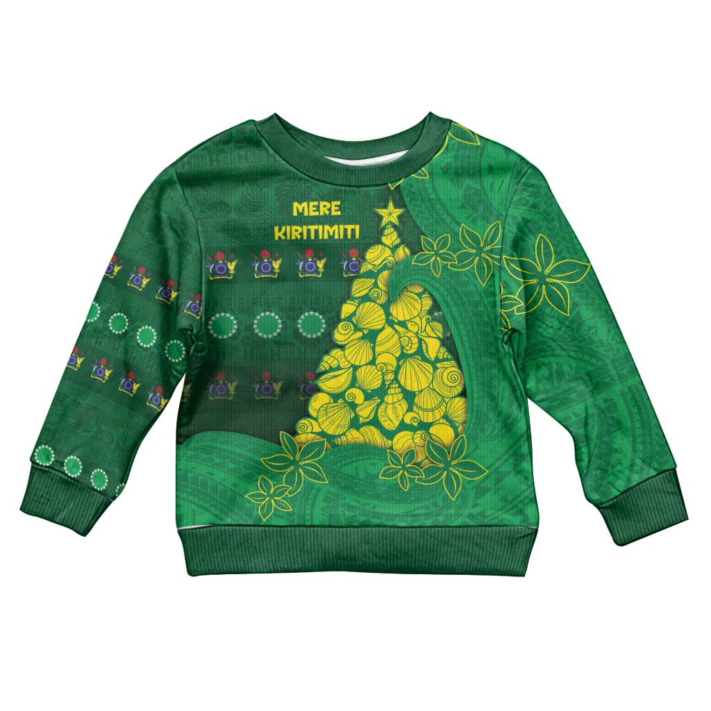 Cook Islands Christmas Kid Ugly Christmas Sweater Seashell Xmas Tree Tribal Waves - Polynesian Pride