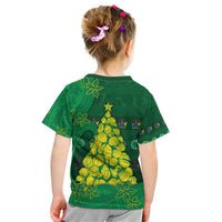 Cook Islands Christmas Kid T Shirt Seashell Xmas Tree Tribal Waves - Polynesian Pride