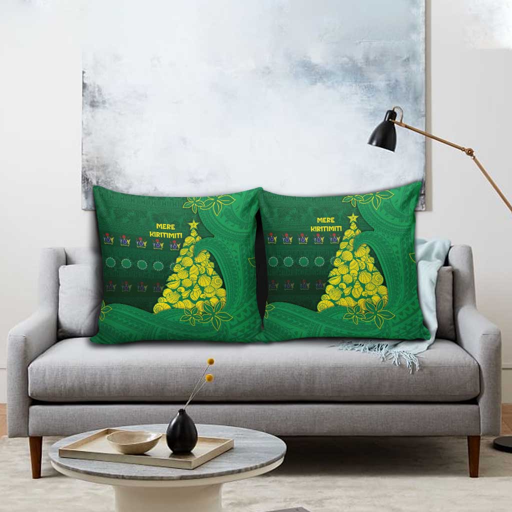 Cook Islands Christmas Pillow Cover Seashell Xmas Tree Tribal Waves - Polynesian Pride