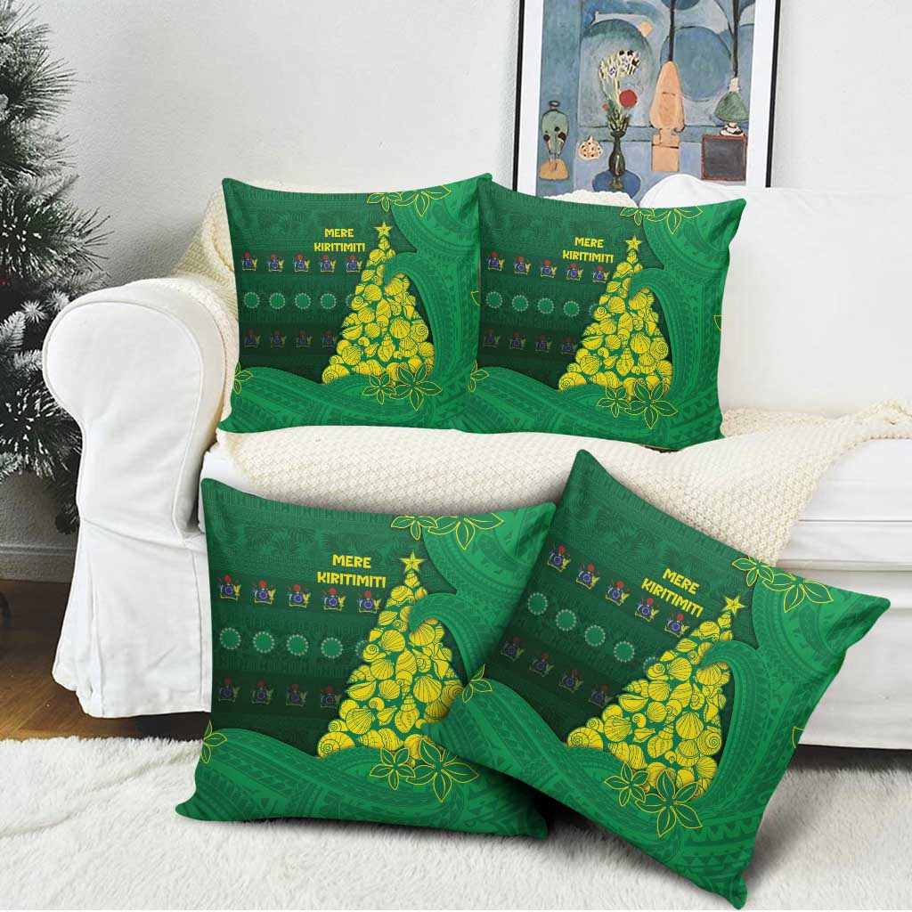 Cook Islands Christmas Pillow Cover Seashell Xmas Tree Tribal Waves - Polynesian Pride