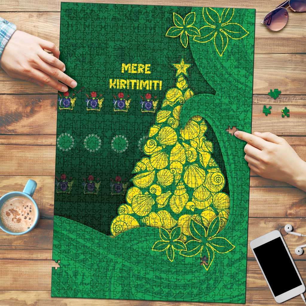 Cook Islands Christmas Puzzle Seashell Xmas Tree Tribal Waves - Polynesian Pride
