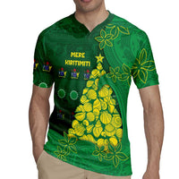Cook Islands Christmas Rugby Jersey Seashell Xmas Tree Tribal Waves - Polynesian Pride