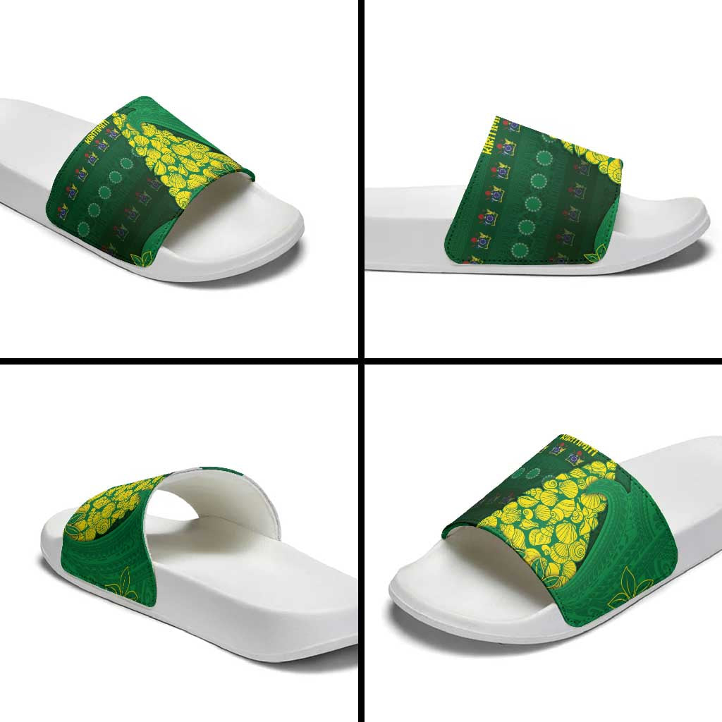 Cook Islands Christmas Slide Sandals Seashell Xmas Tree Tribal Waves - Polynesian Pride