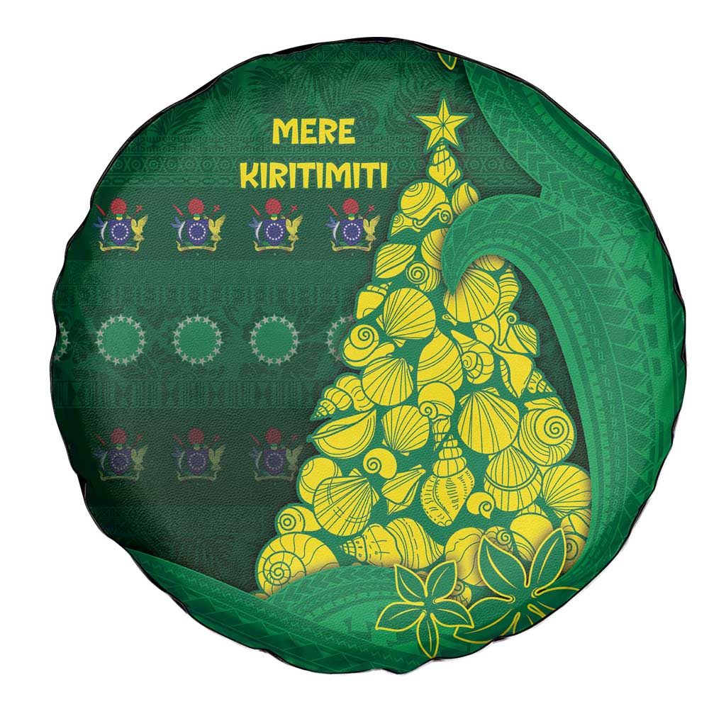Cook Islands Christmas Spare Tire Cover Seashell Xmas Tree Tribal Waves - Polynesian Pride