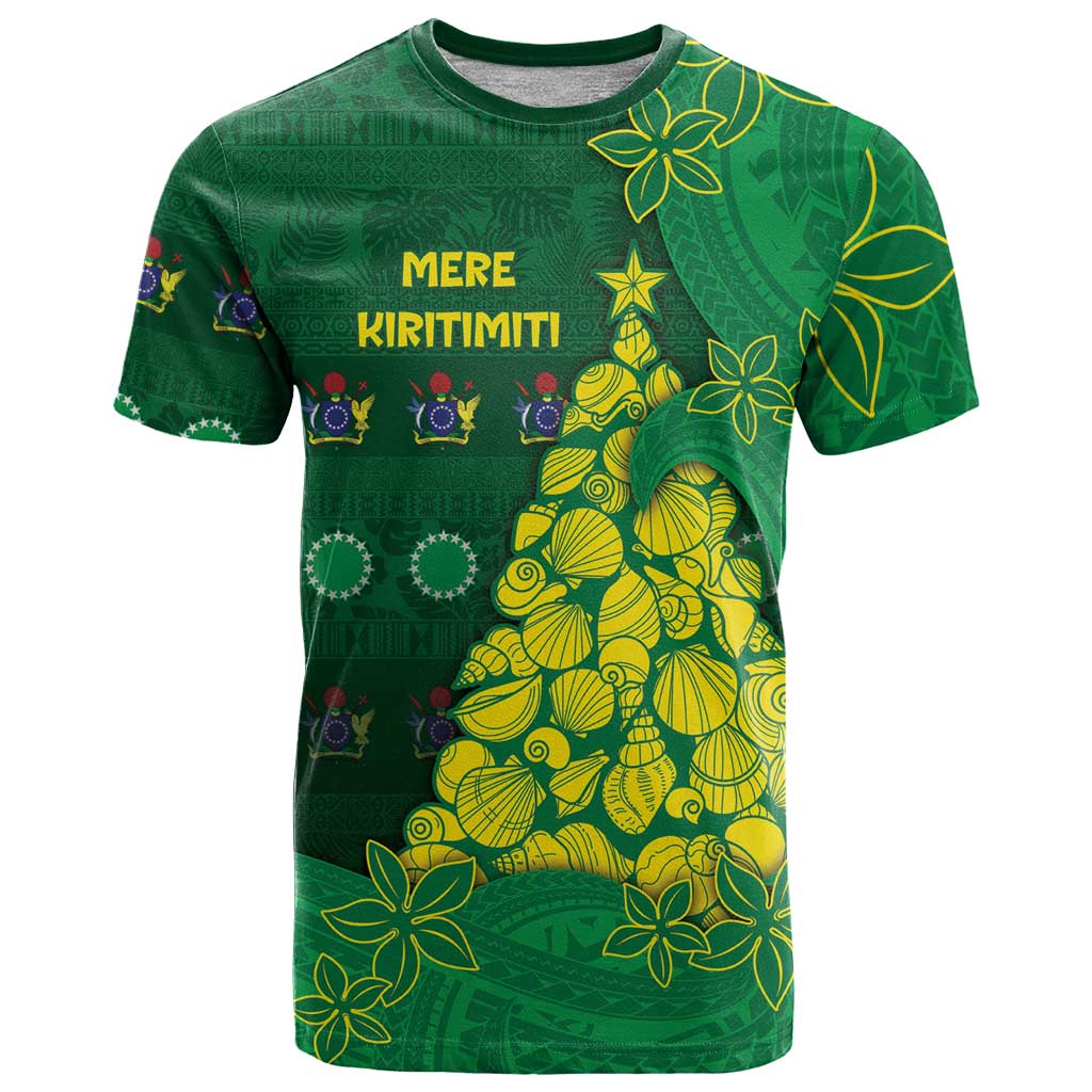 Cook Islands Christmas T Shirt Seashell Xmas Tree Tribal Waves - Polynesian Pride