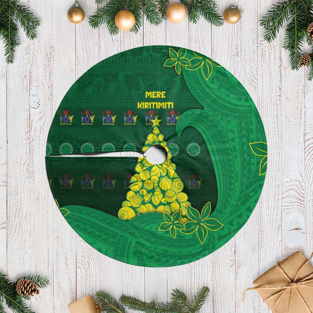 Cook Islands Christmas Tree Skirt Seashell Xmas Tree Tribal Waves - Polynesian Pride