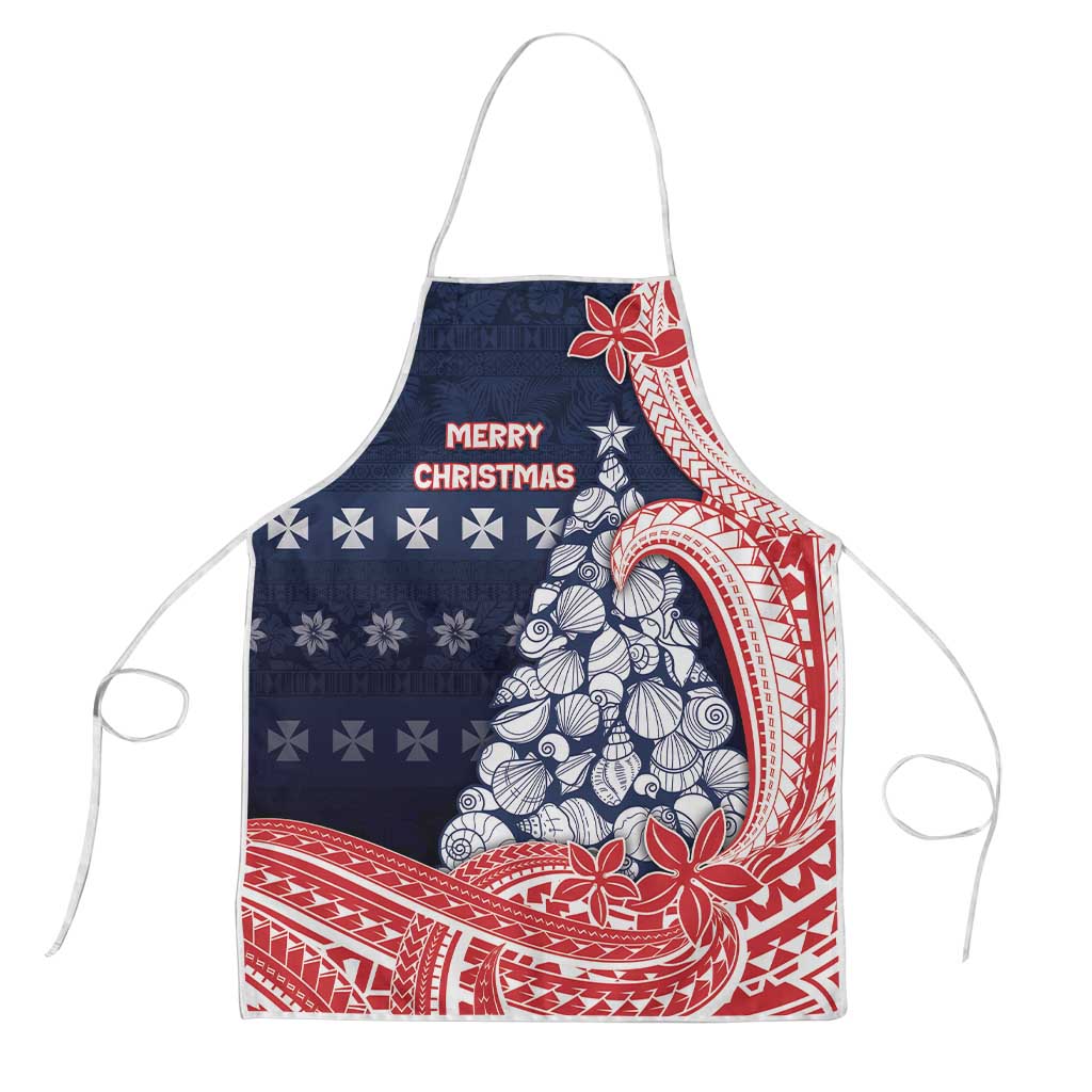 Wallis And Futuna Christmas Apron Seashell Xmas Tree Tribal Waves - Polynesian Pride