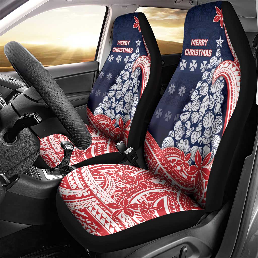 Wallis And Futuna Christmas Car Seat Cover Seashell Xmas Tree Tribal Waves - Polynesian Pride