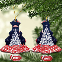 Wallis And Futuna Christmas Ceramic Ornament Seashell Xmas Tree Tribal Waves - Polynesian Pride