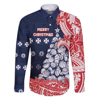 Wallis And Futuna Christmas Family Matching Puletasi and Hawaiian Shirt Seashell Xmas Tree Tribal Waves - Polynesian Pride