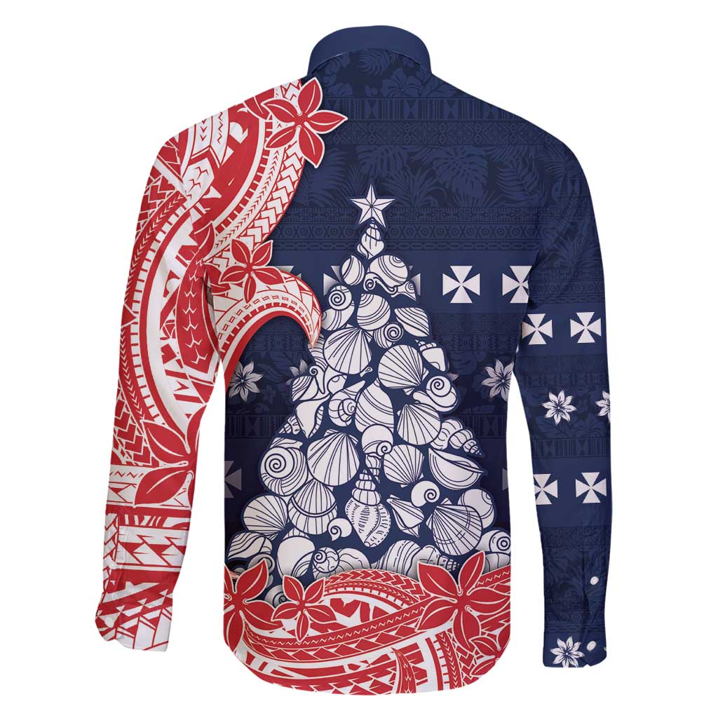 Wallis And Futuna Christmas Family Matching Summer Maxi Dress and Hawaiian Shirt Seashell Xmas Tree Tribal Waves - Polynesian Pride