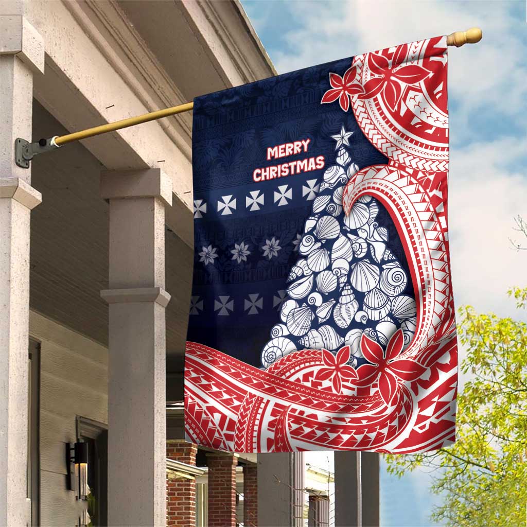 Wallis And Futuna Christmas Garden Flag Seashell Xmas Tree Tribal Waves - Polynesian Pride