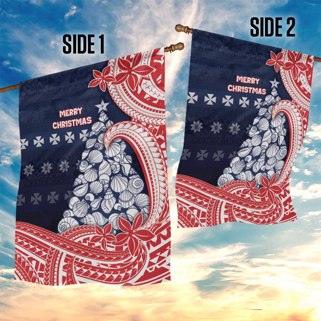 Wallis And Futuna Christmas Garden Flag Seashell Xmas Tree Tribal Waves - Polynesian Pride
