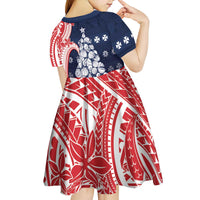 Wallis And Futuna Christmas Kid Short Sleeve Dress Seashell Xmas Tree Tribal Waves - Polynesian Pride