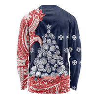 Wallis And Futuna Christmas Long Sleeve Shirt Seashell Xmas Tree Tribal Waves - Polynesian Pride