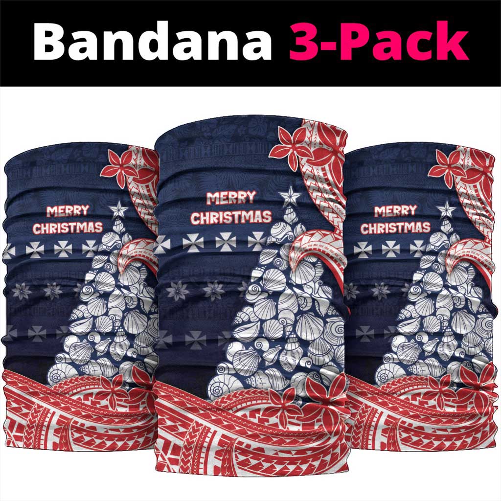 Wallis And Futuna Christmas Neck Gaiter Seashell Xmas Tree Tribal Waves - Polynesian Pride