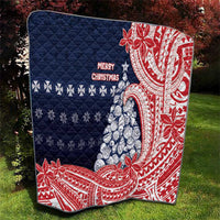 Wallis And Futuna Christmas Quilt Seashell Xmas Tree Tribal Waves - Polynesian Pride