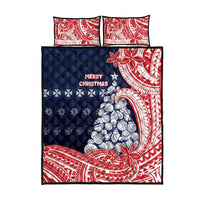 Wallis And Futuna Christmas Quilt Bed Set Seashell Xmas Tree Tribal Waves - Polynesian Pride