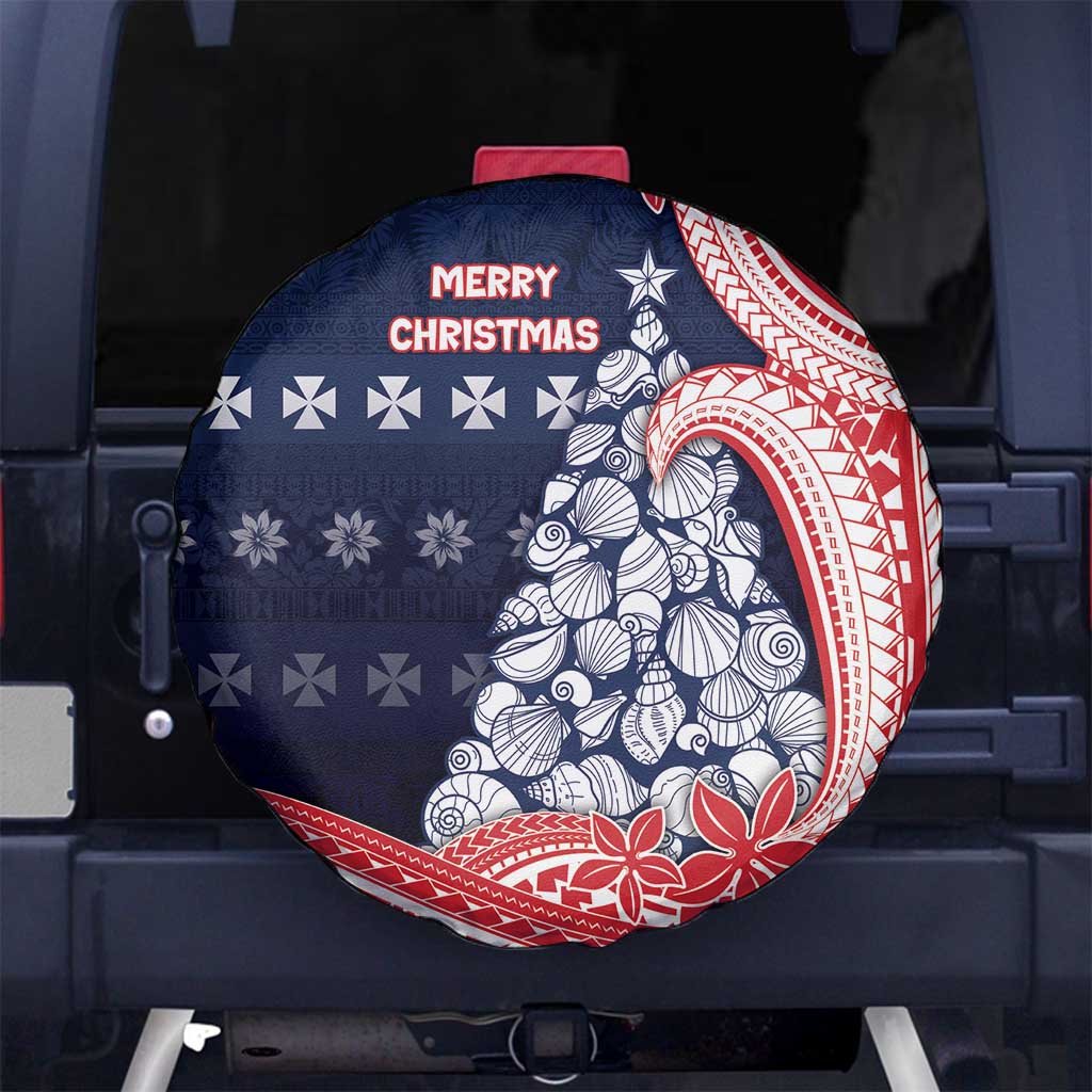 Wallis And Futuna Christmas Spare Tire Cover Seashell Xmas Tree Tribal Waves - Polynesian Pride