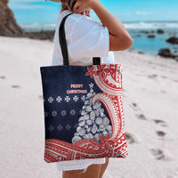 Wallis And Futuna Christmas Tote Bag Seashell Xmas Tree Tribal Waves - Polynesian Pride