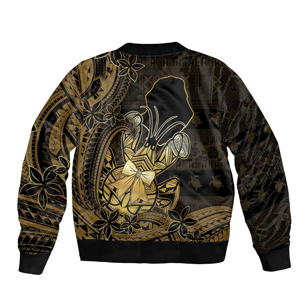 Niue Christmas Bomber Jacket Niuean Crab Xmas Tribal Waves - Polynesian Pride