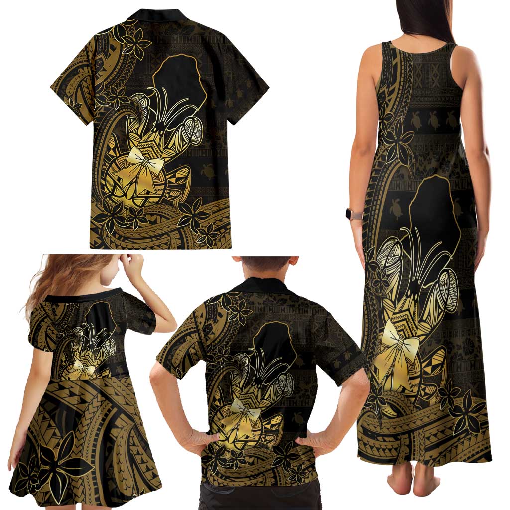 Niue Christmas Family Matching Tank Maxi Dress and Hawaiian Shirt Niuean Crab Xmas Tribal Waves - Polynesian Pride