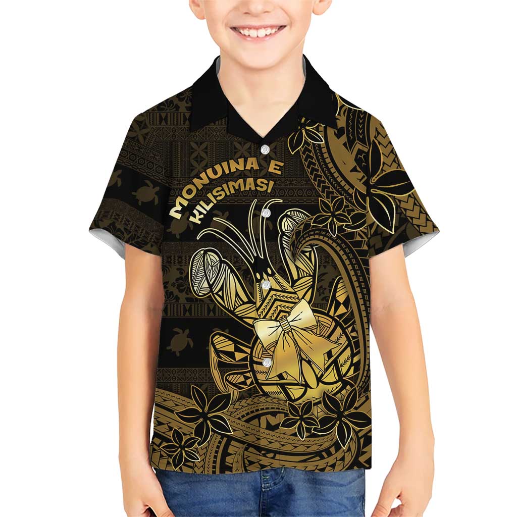 Niue Christmas Kid Hawaiian Shirt Niuean Crab Xmas Tribal Waves DT05 Kid Gold - Polynesian Pride