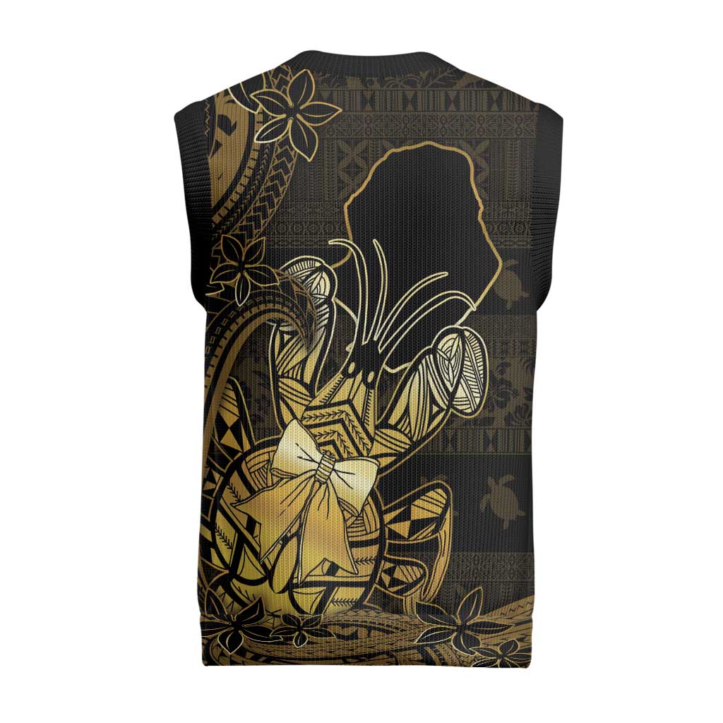 Niue Christmas Knitted V-Neck Vest Niuean Crab Xmas Tribal Waves DT05 - Polynesian Pride