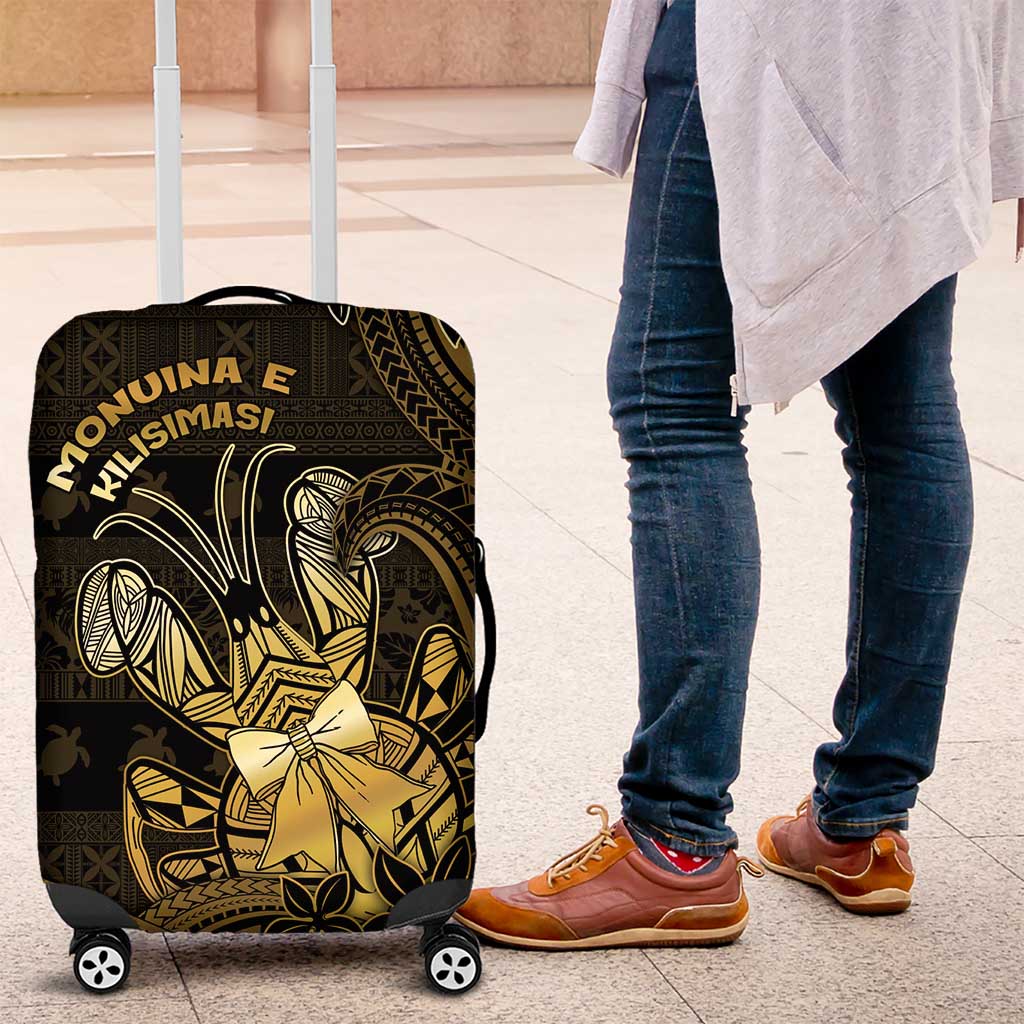 Niue Christmas Luggage Cover Niuean Crab Xmas Tribal Waves - Polynesian Pride