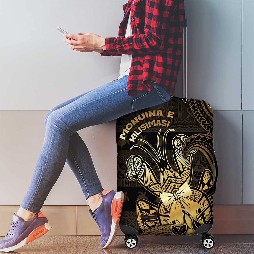 Niue Christmas Luggage Cover Niuean Crab Xmas Tribal Waves - Polynesian Pride