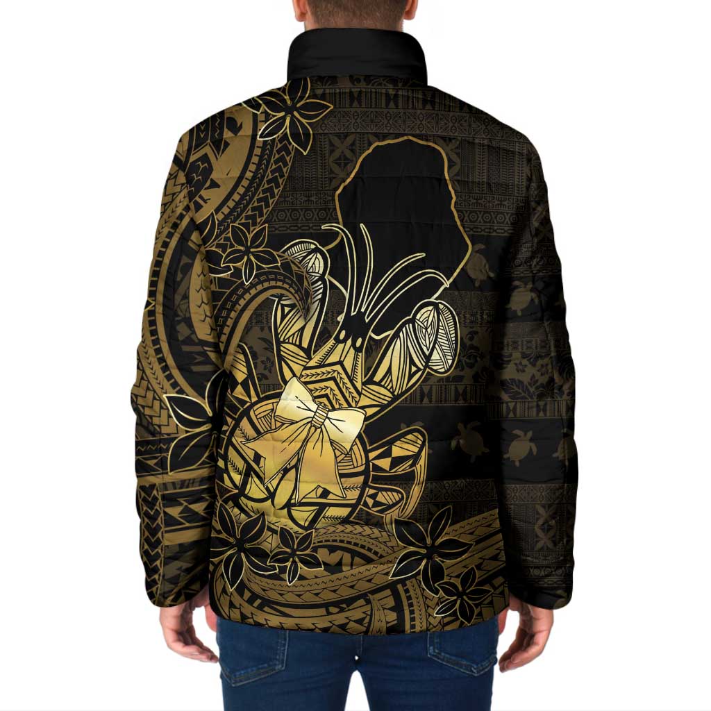 Niue Christmas Padded Jacket Niuean Crab Xmas Tribal Waves - Polynesian Pride