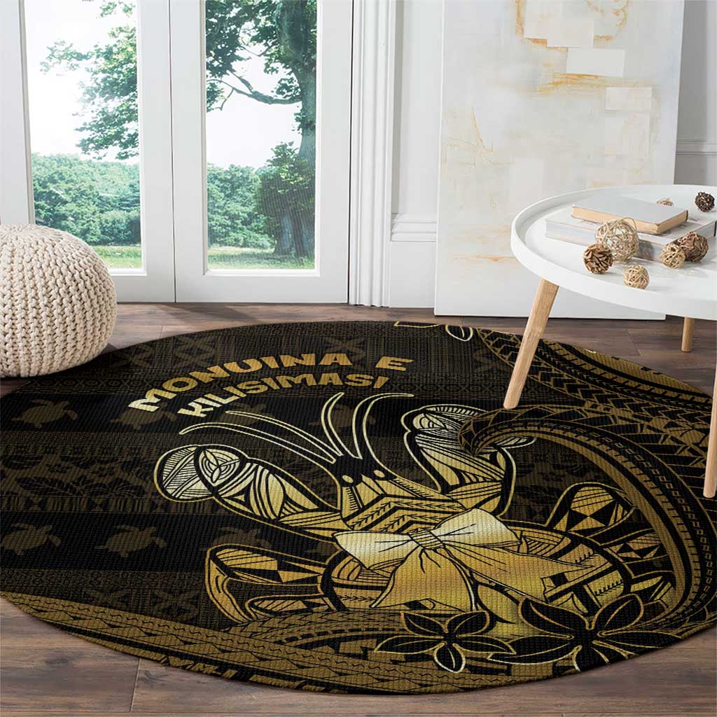 Niue Christmas Round Carpet Niuean Crab Xmas Tribal Waves - Polynesian Pride