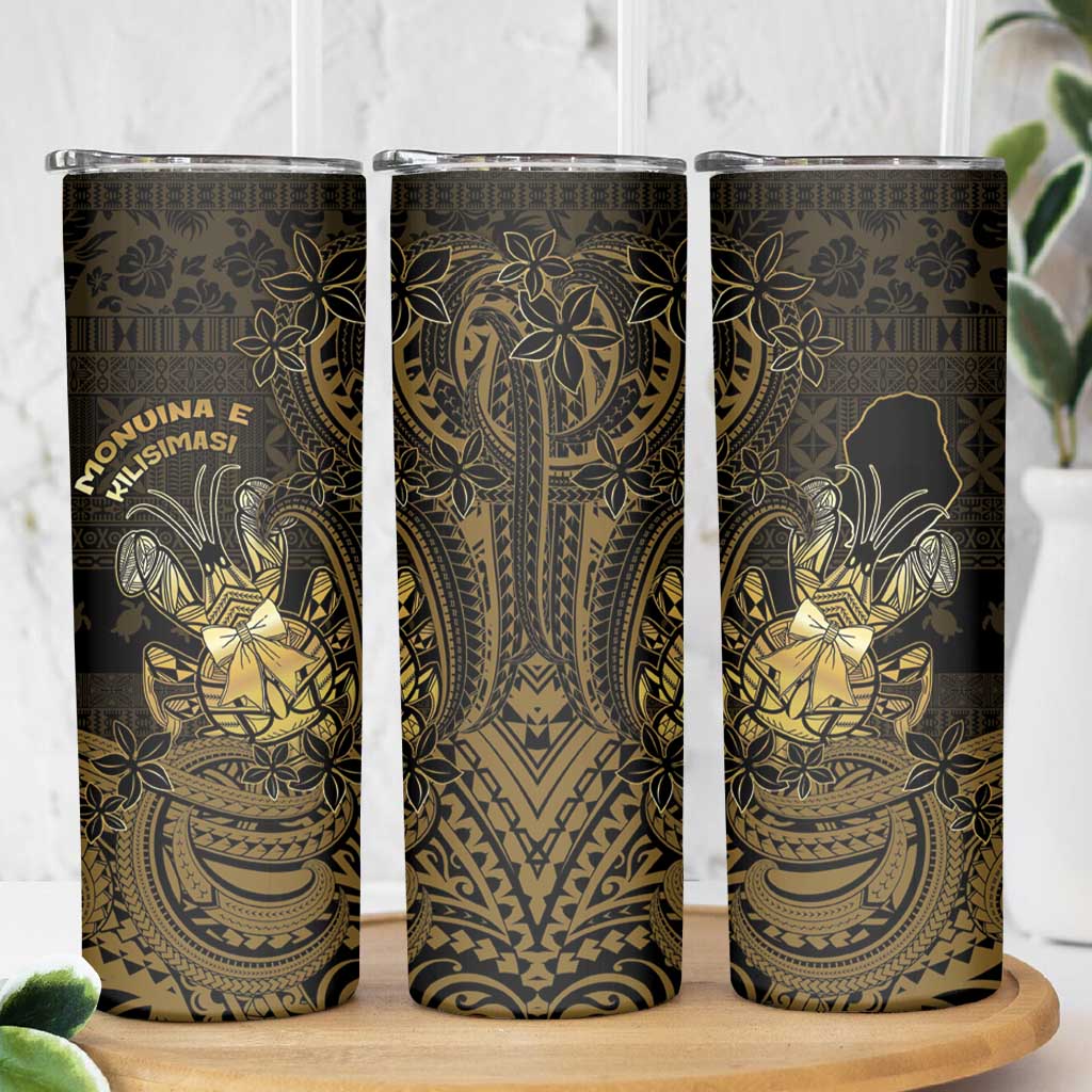 Niue Christmas Skinny Tumbler Niuean Crab Xmas Tribal Waves - Polynesian Pride