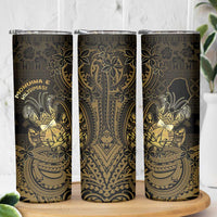 Niue Christmas Skinny Tumbler Niuean Crab Xmas Tribal Waves - Polynesian Pride