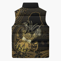 Niue Christmas Sleeveless Puffer Jacket Niuean Crab Xmas Tribal Waves - Polynesian Pride