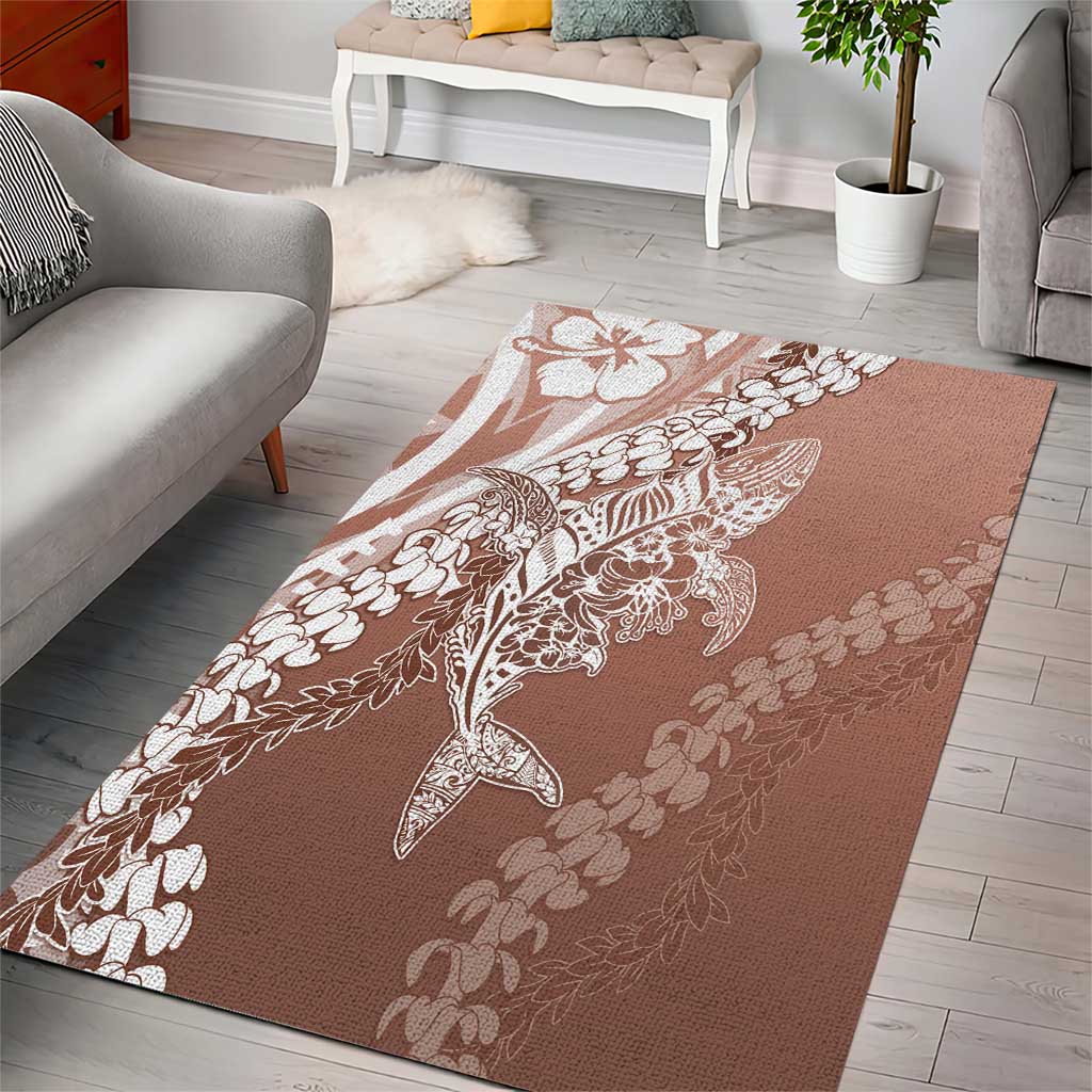 Hawaii Puakenikeni And Maile Lei Area Rug Brown Polynesian Shark Tattoo DT05