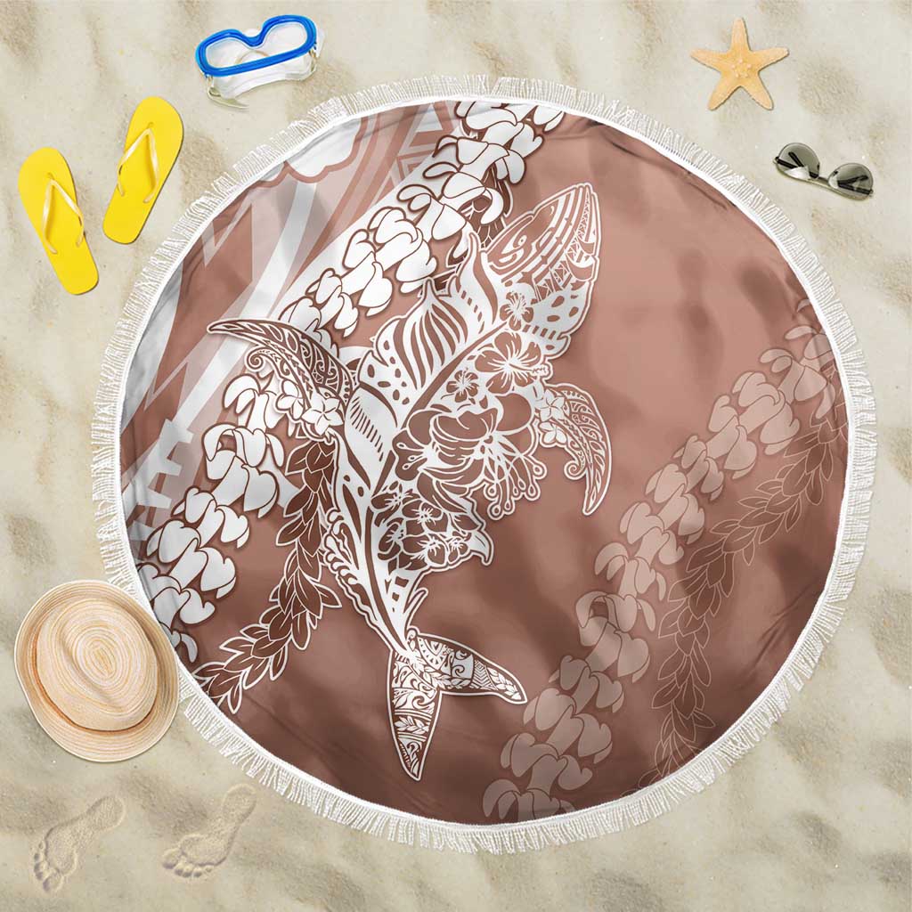 Hawaii Puakenikeni And Maile Lei Beach Blanket Brown Polynesian Shark Tattoo DT05 One Size 150cm Brown - Polynesian Pride