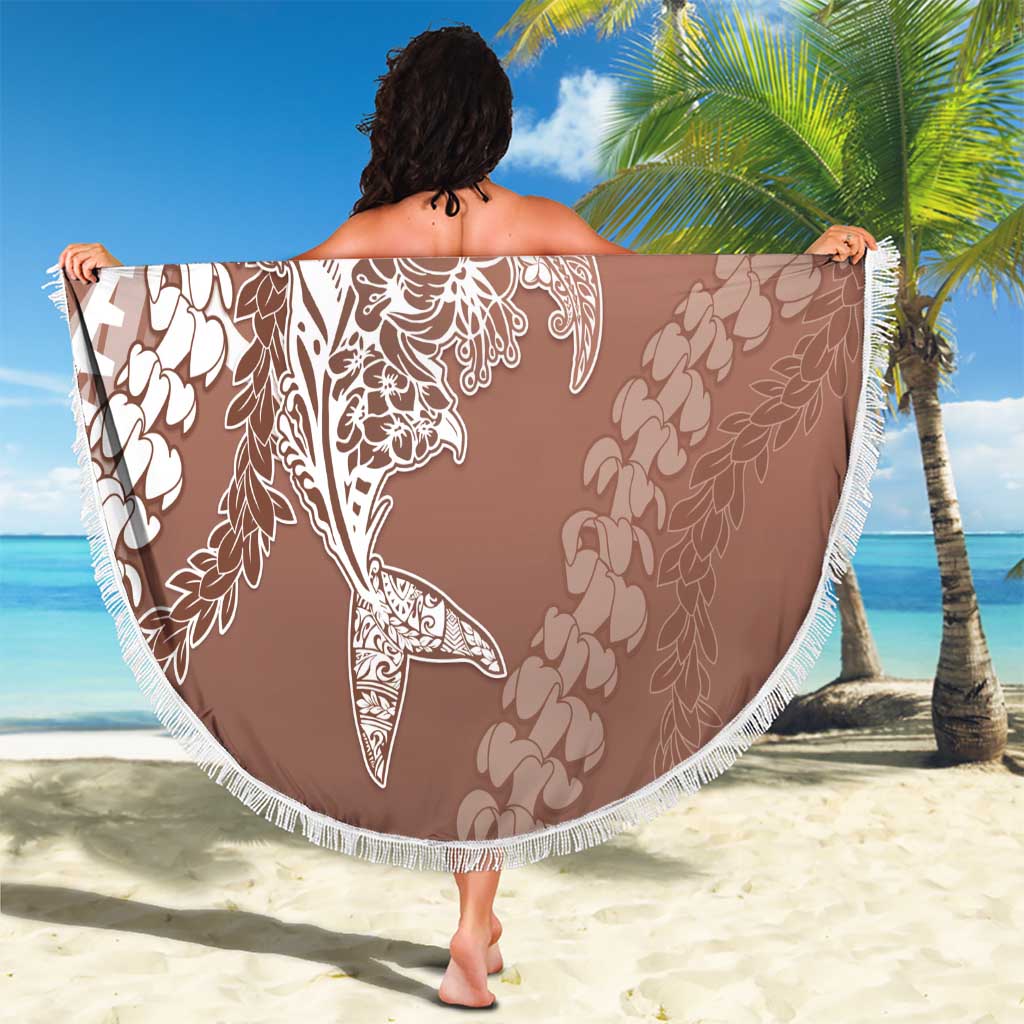 Hawaii Puakenikeni And Maile Lei Beach Blanket Brown Polynesian Shark Tattoo DT05 - Polynesian Pride