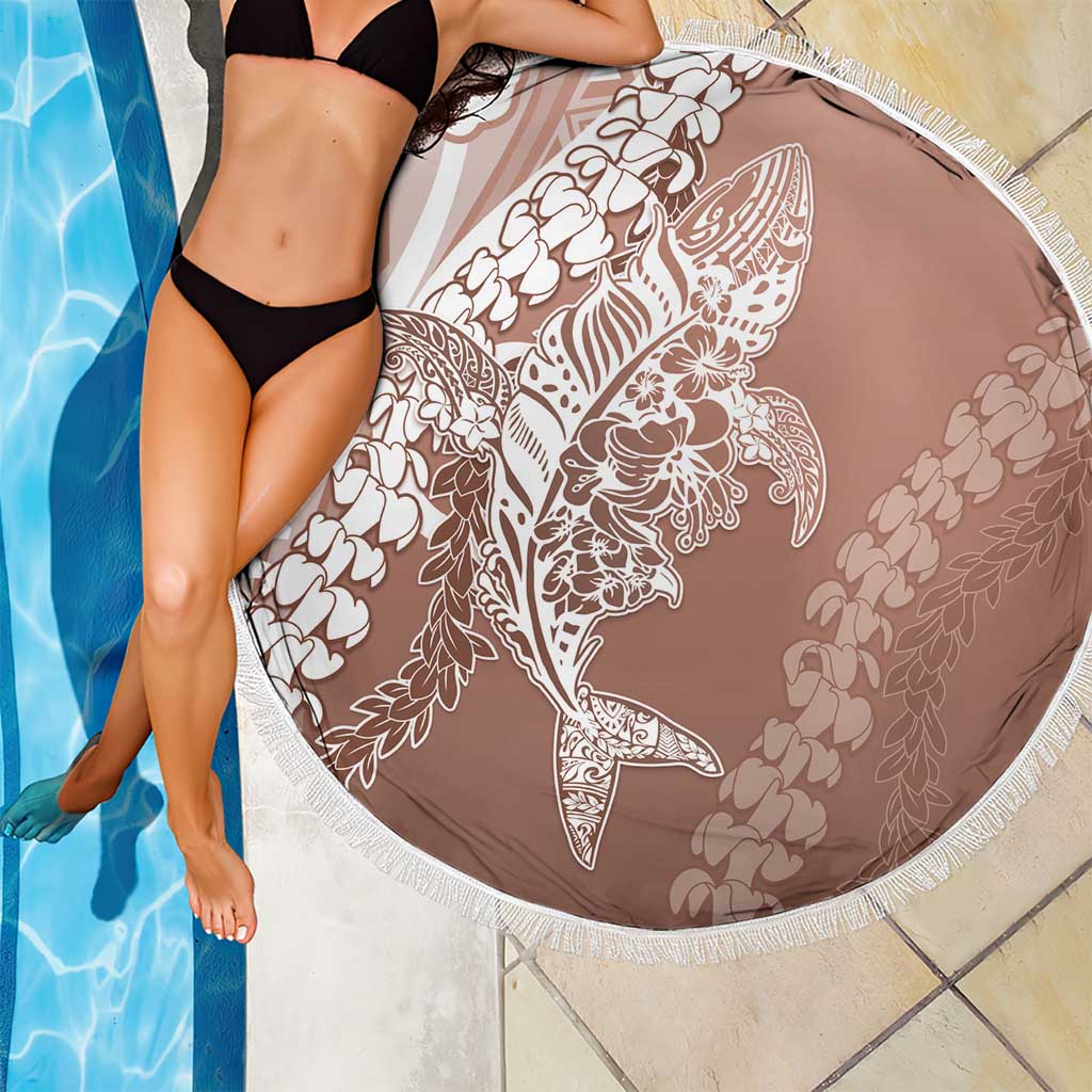 Hawaii Puakenikeni And Maile Lei Beach Blanket Brown Polynesian Shark Tattoo DT05 - Polynesian Pride
