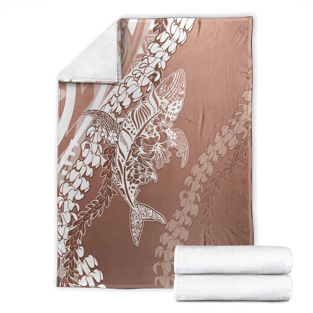 Hawaii Puakenikeni And Maile Lei Blanket Brown Polynesian Shark Tattoo DT05