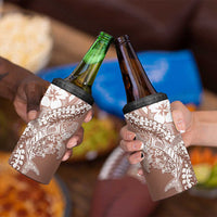 Hawaii Puakenikeni And Maile Lei 4 in 1 Can Cooler Tumbler Brown Polynesian Shark Tattoo DT05