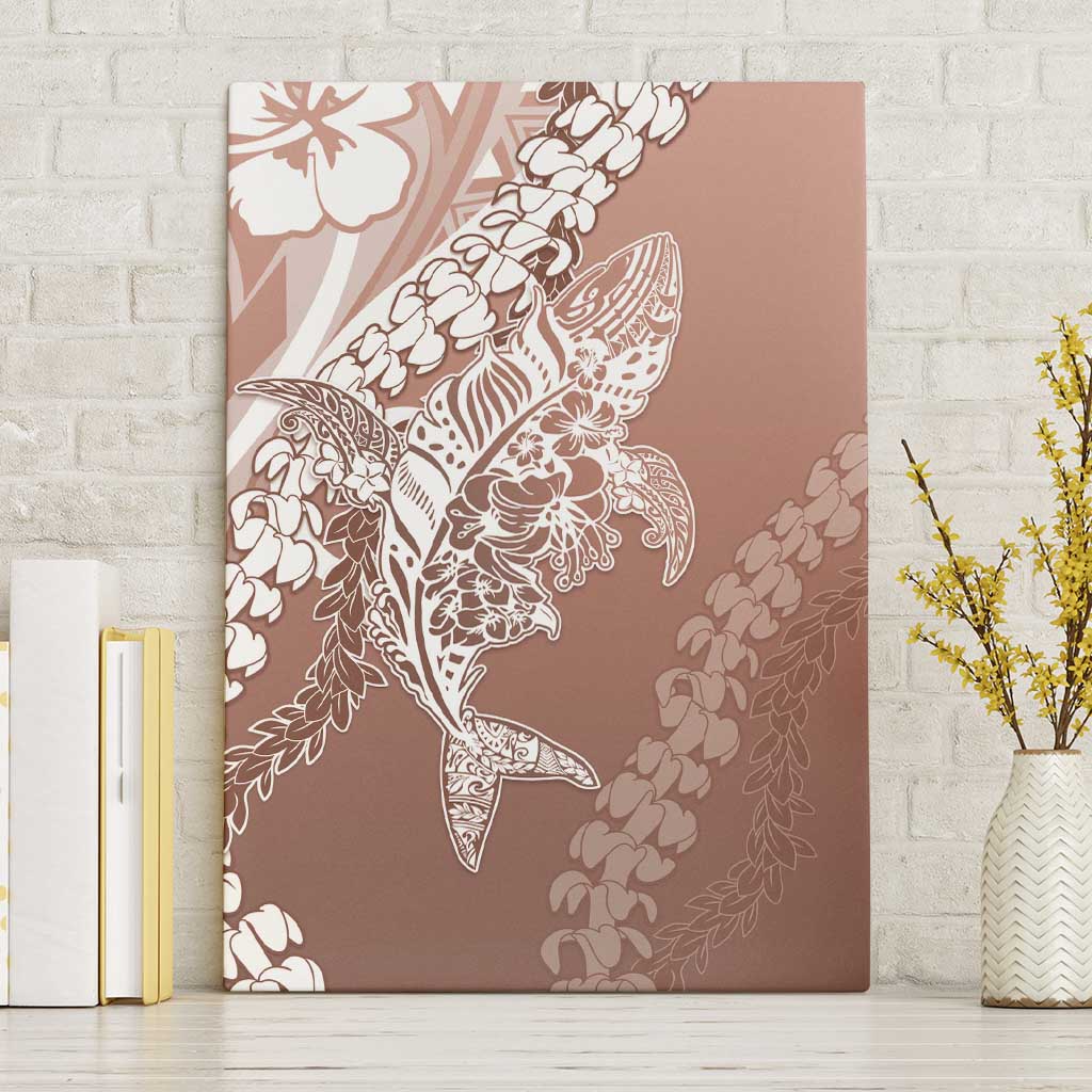 Hawaii Puakenikeni And Maile Lei Canvas Wall Art Brown Polynesian Shark Tattoo DT05 Without Frame Brown - Polynesian Pride