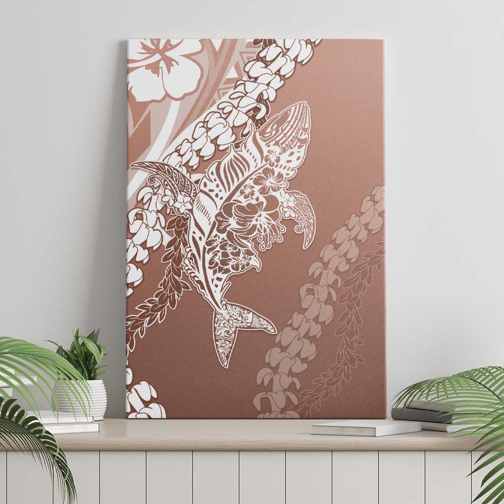 Hawaii Puakenikeni And Maile Lei Canvas Wall Art Brown Polynesian Shark Tattoo DT05 - Polynesian Pride