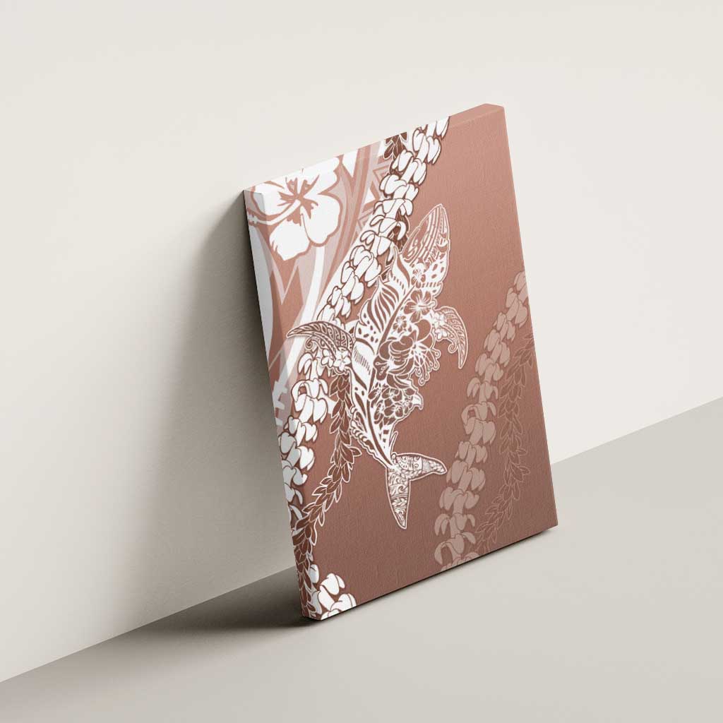 Hawaii Puakenikeni And Maile Lei Canvas Wall Art Brown Polynesian Shark Tattoo DT05 - Polynesian Pride