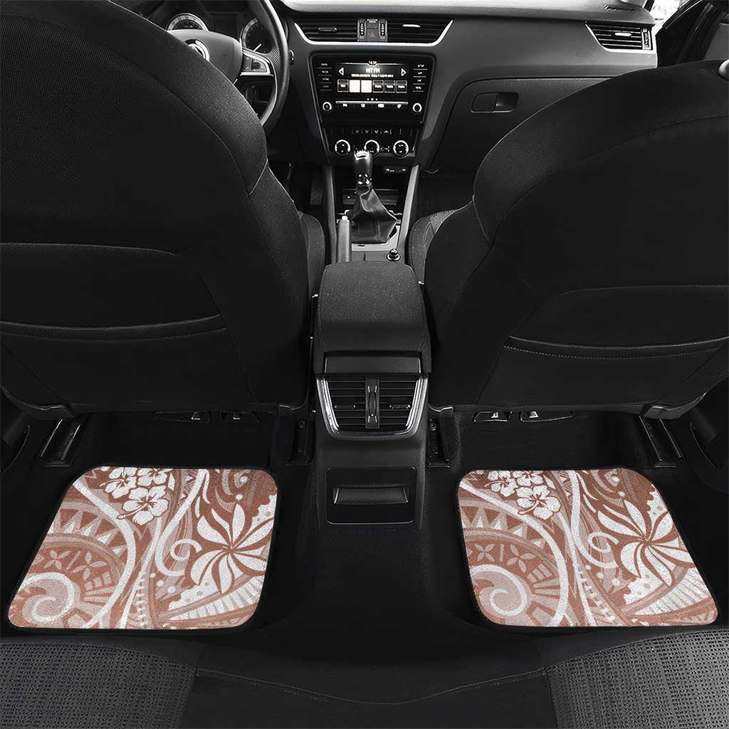 Hawaii Puakenikeni And Maile Lei Car Mats Brown Polynesian Shark Tattoo DT05