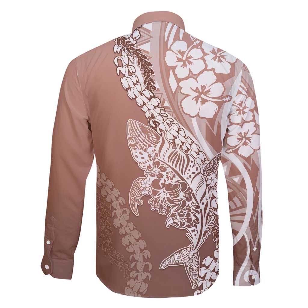 Hawaii Puakenikeni And Maile Lei Family Matching Mermaid Dress and Hawaiian Shirt Brown Polynesian Shark Tattoo DT05