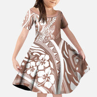 Hawaii Puakenikeni And Maile Lei Family Matching Summer Maxi Dress and Hawaiian Shirt Brown Polynesian Shark Tattoo DT05