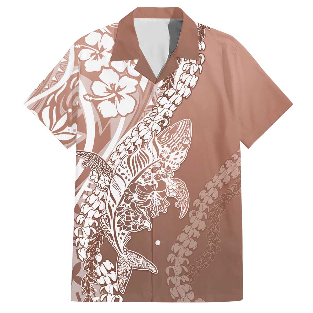Hawaii Puakenikeni And Maile Lei Hawaiian Shirt Brown Polynesian Shark Tattoo DT05 Brown - Polynesian Pride